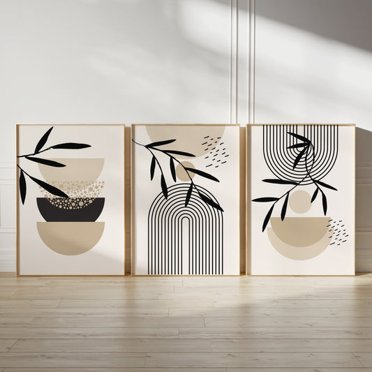 Set of 3 Neutral Boho Wall Art Prints
