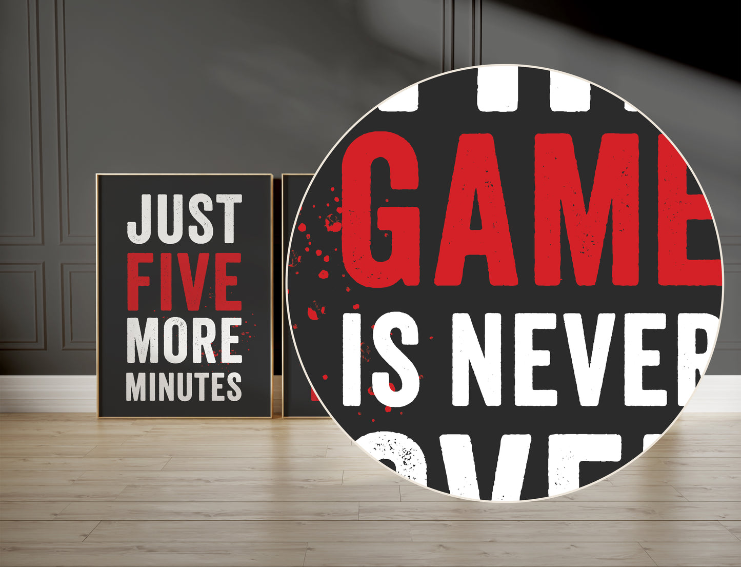 Set of 3 Red & Grey Boys Gaming Prints