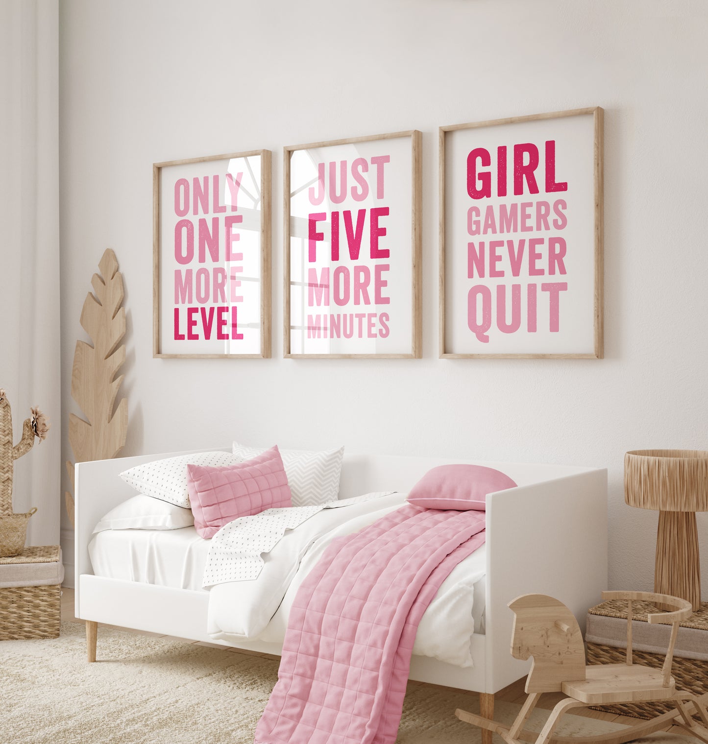 Set of 3 Pink Girl Gamer Wall Prints