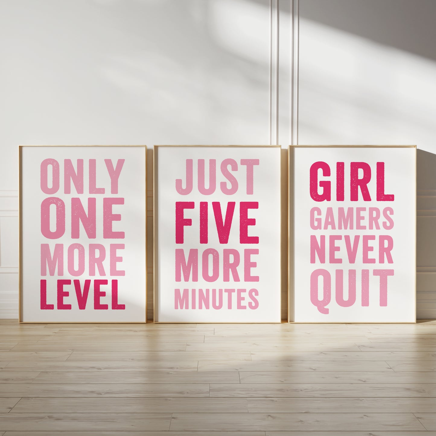 Set of 3 Pink Girl Gamer Wall Prints