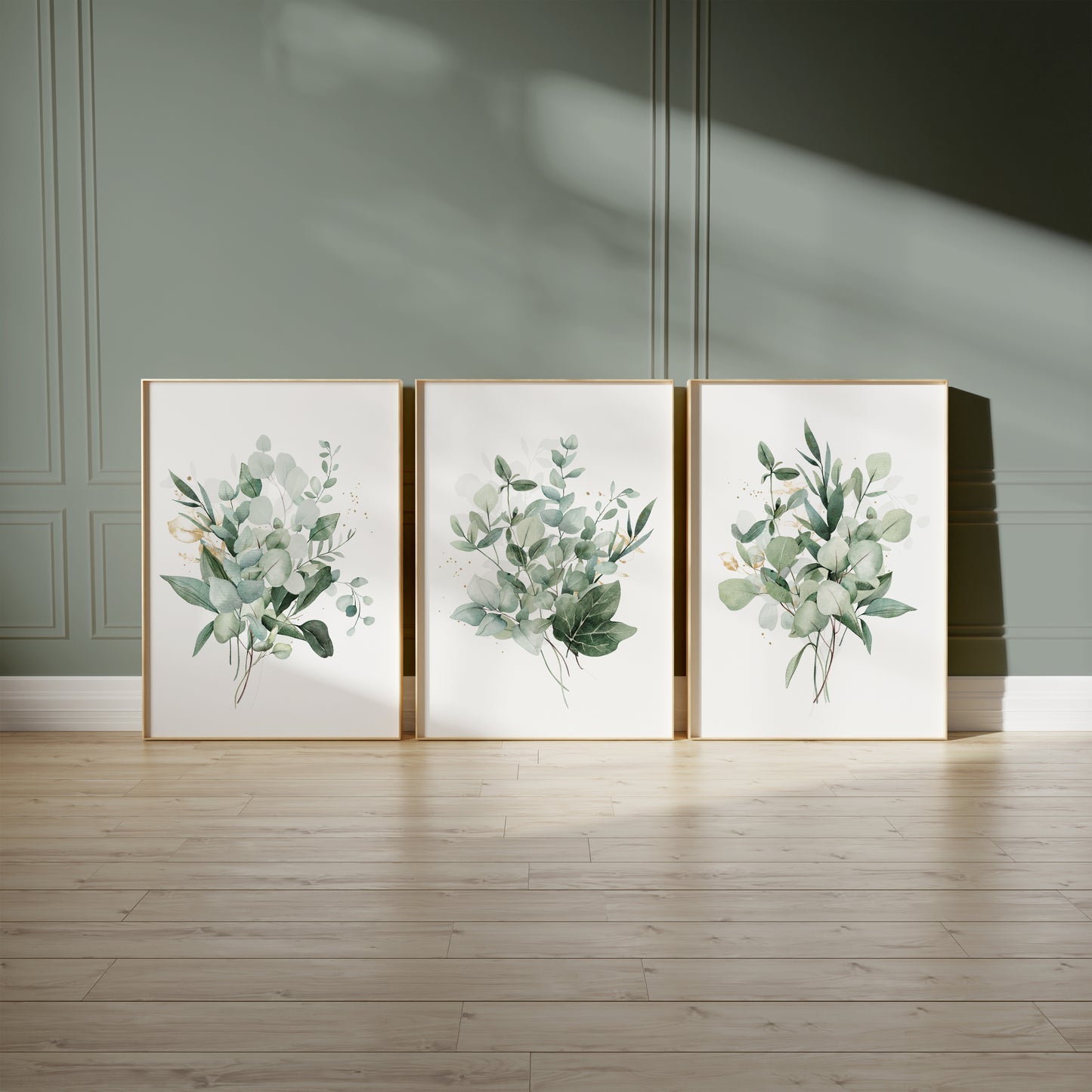 Set of 3 Eucalyptus green wall art prints