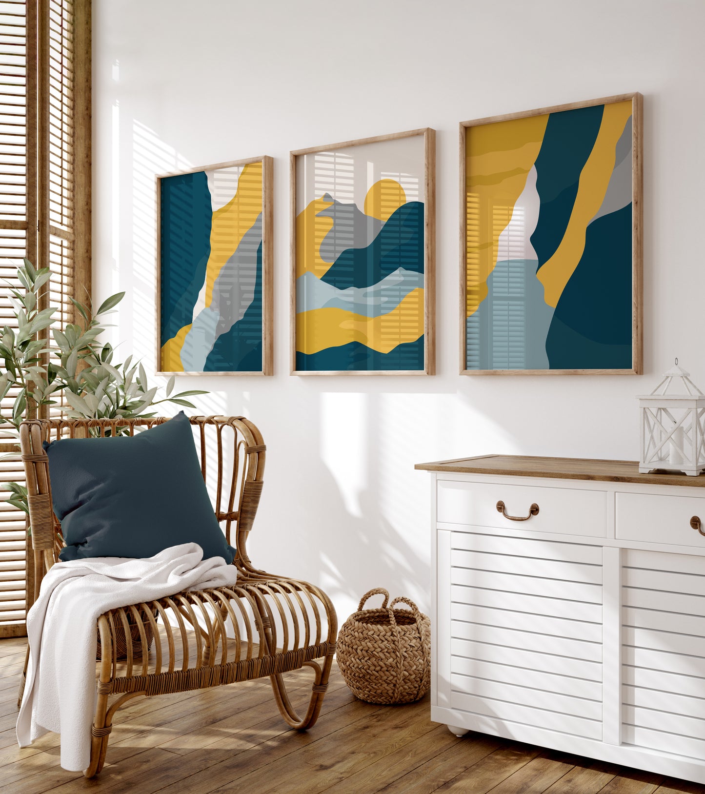 Set of 3 Boho Landscape Abstract Wall Art Prints