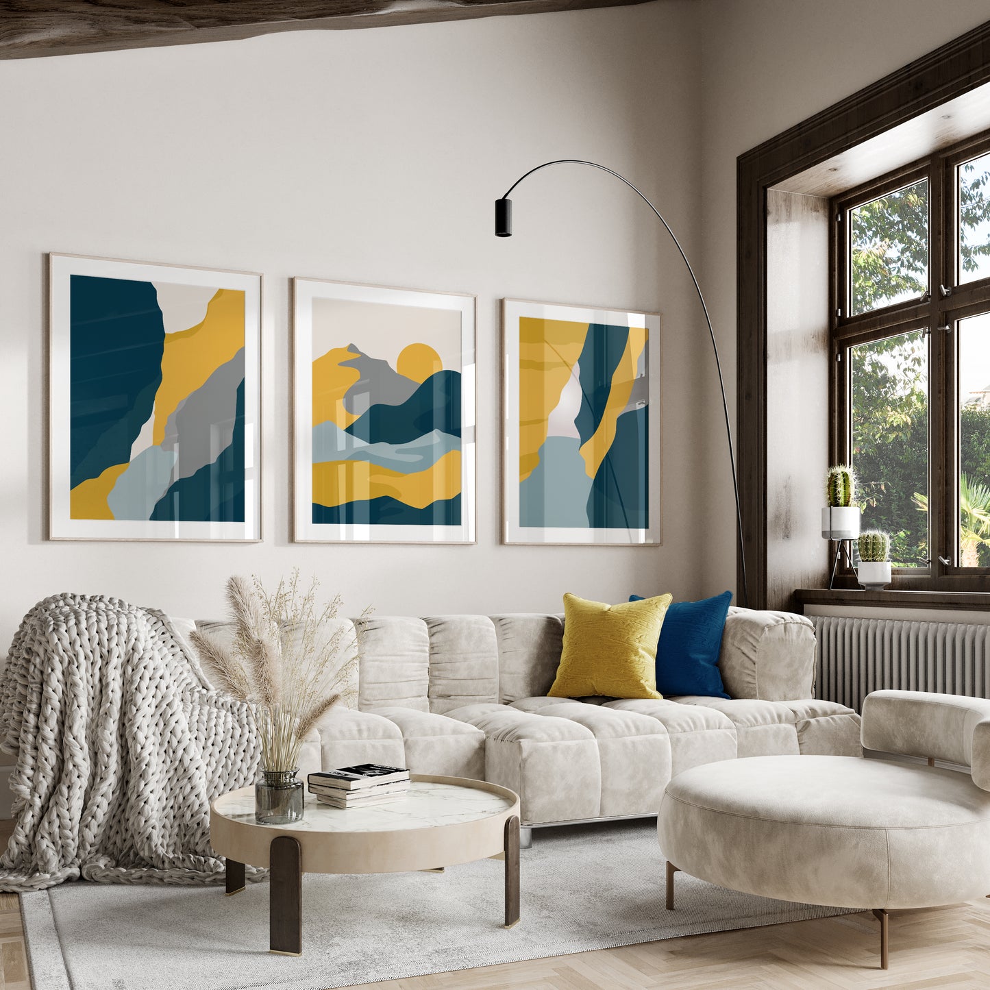 Set of 3 Boho Landscape Abstract Wall Art Prints