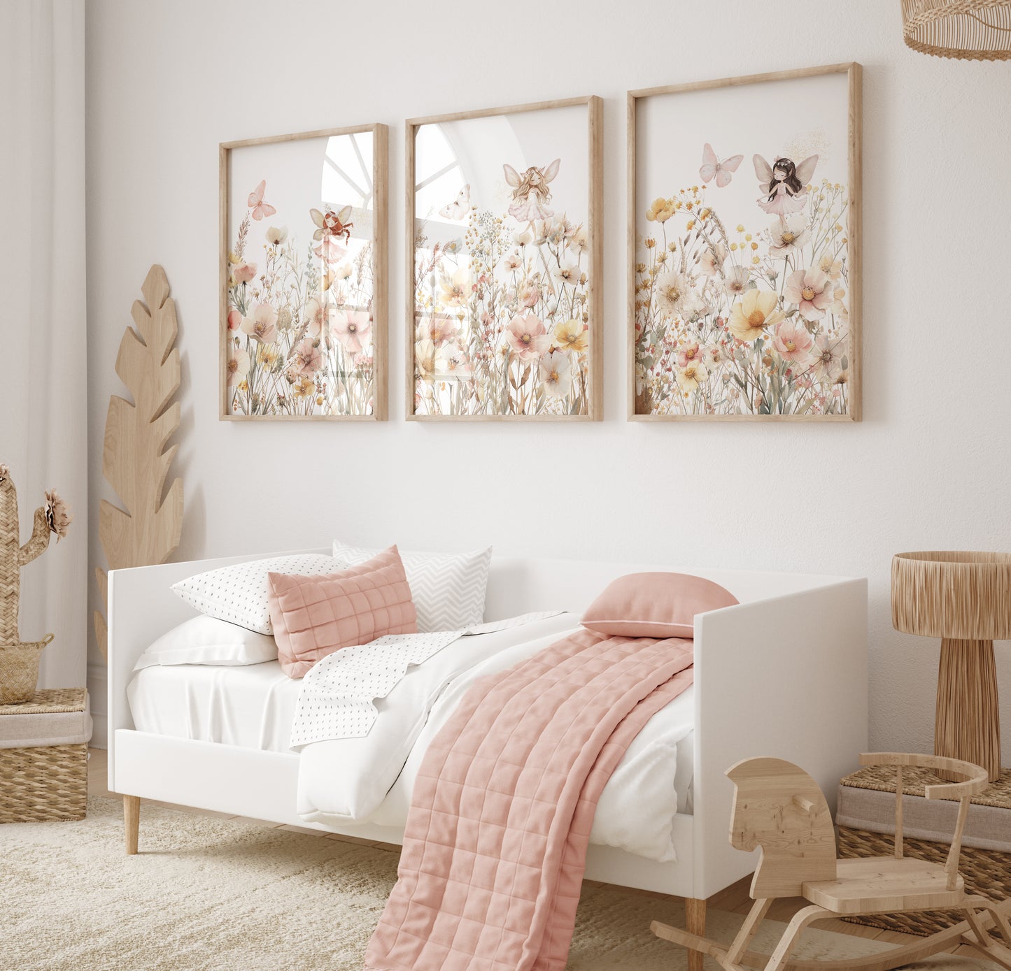 Set of 3 Girls Fairy & Wildflower Nursery Prints