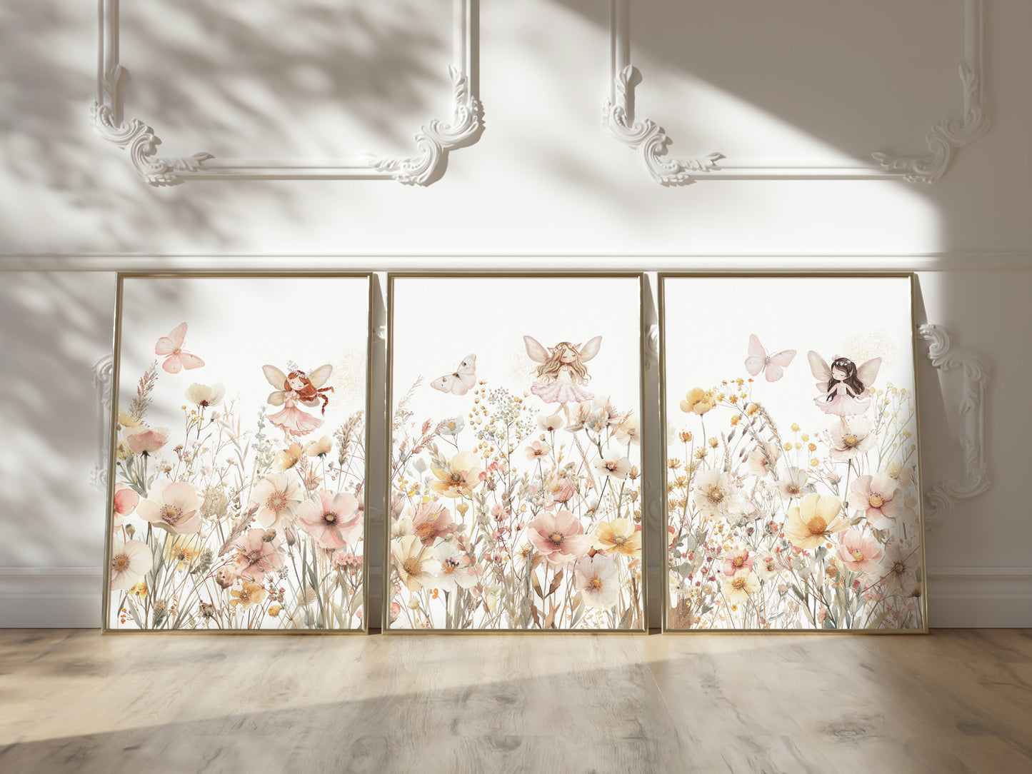 Set of 3 Girls Fairy & Wildflower Nursery Prints