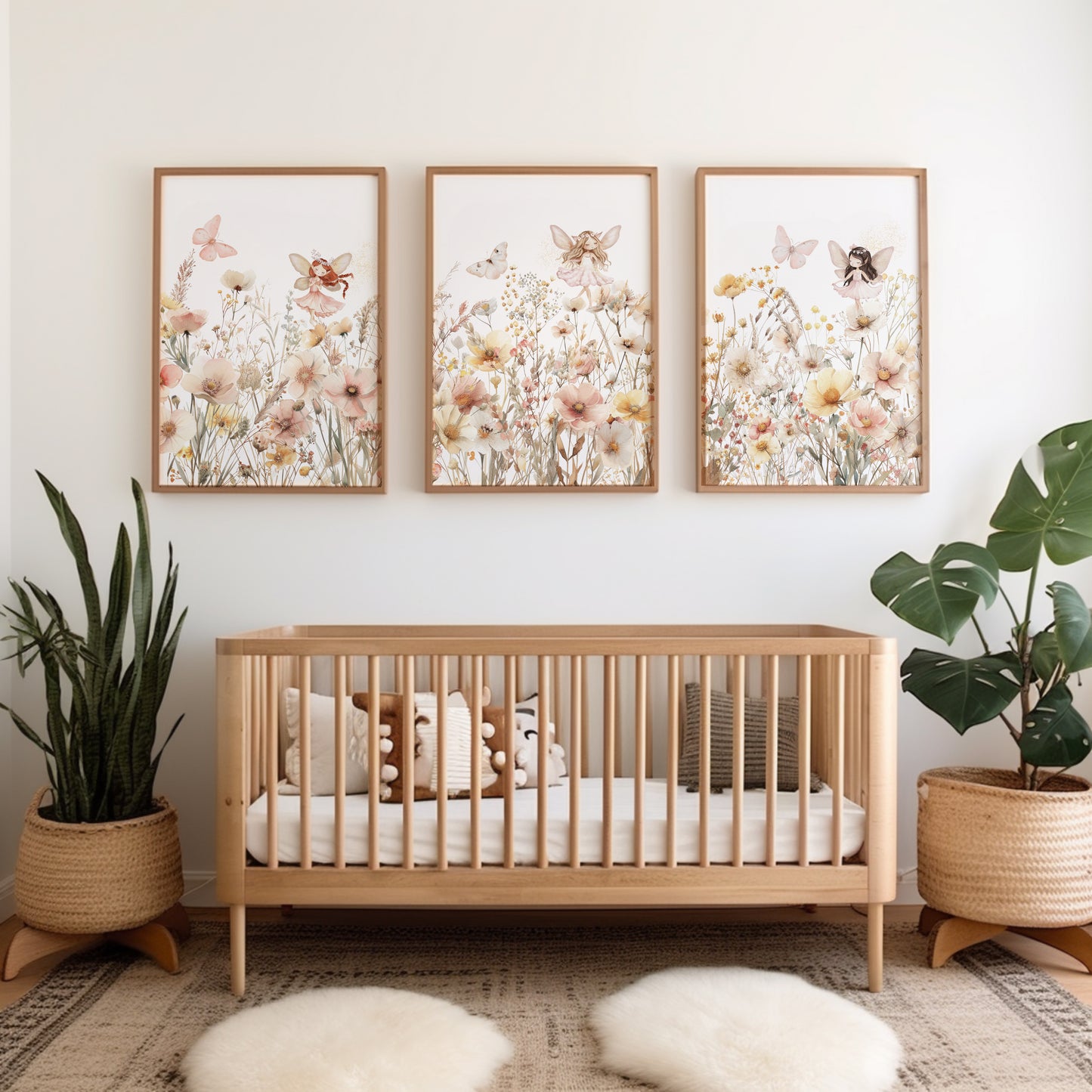 Set of 3 Girls Fairy & Wildflower Nursery Prints