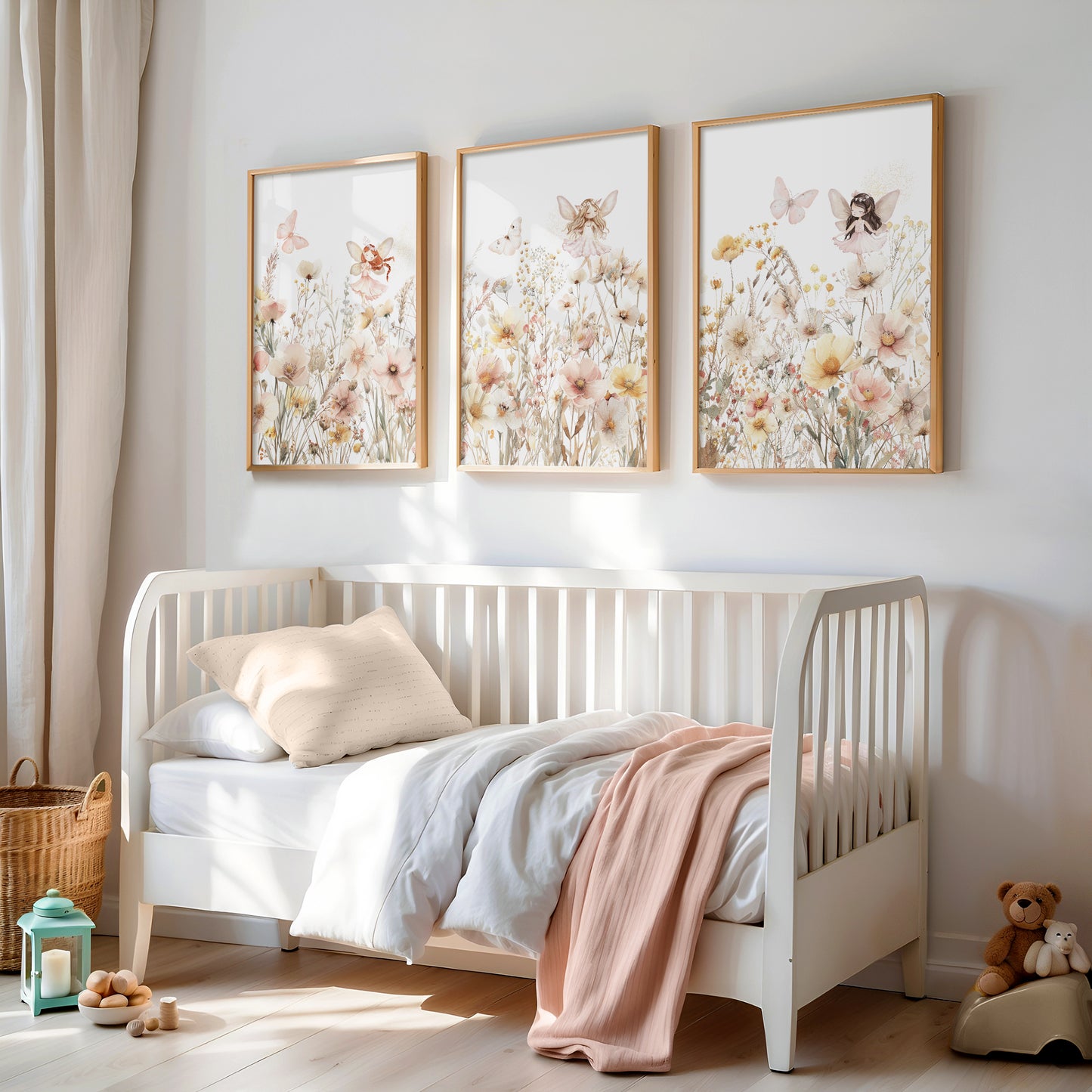 Set of 3 Girls Fairy & Wildflower Nursery Prints