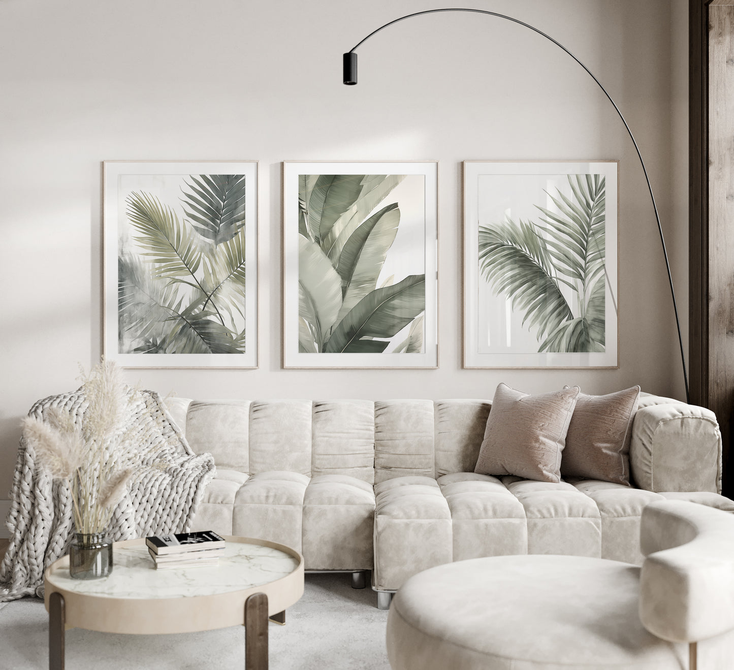 Set of 3 Green Tropical Leaf Wall Art Prints