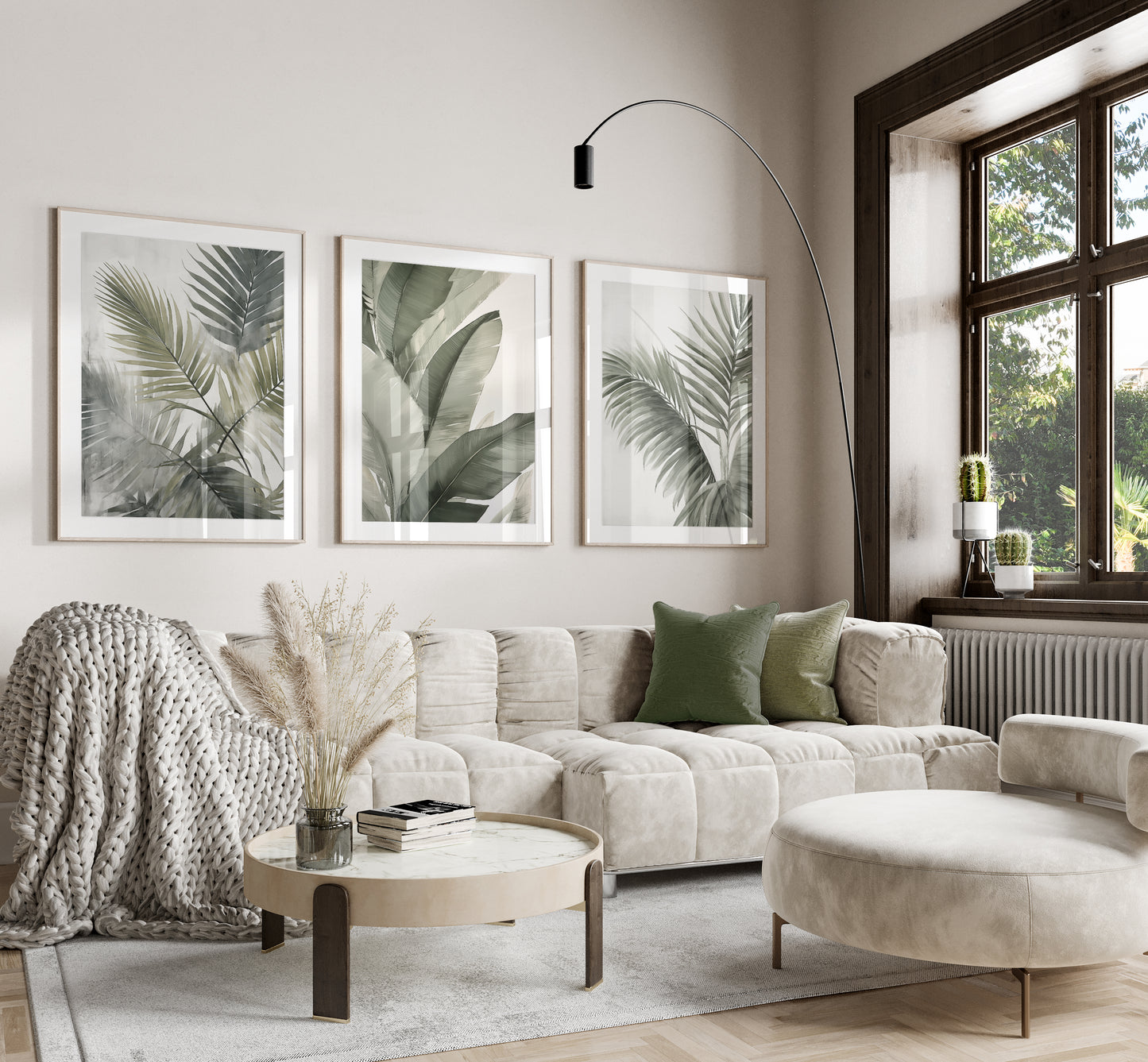 Set of 3 Green Tropical Leaf Wall Art Prints