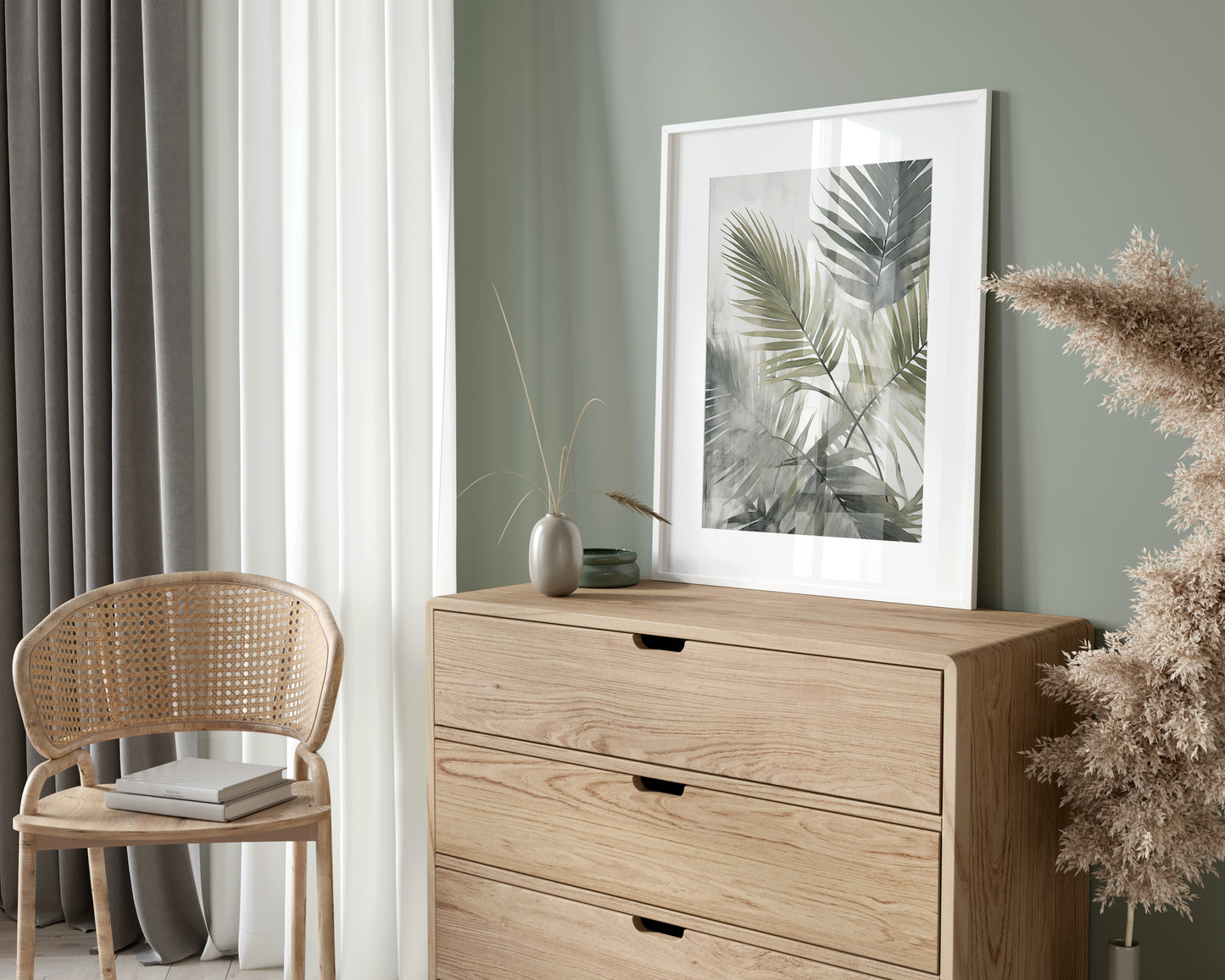 Set of 3 Green Tropical Leaf Wall Art Prints
