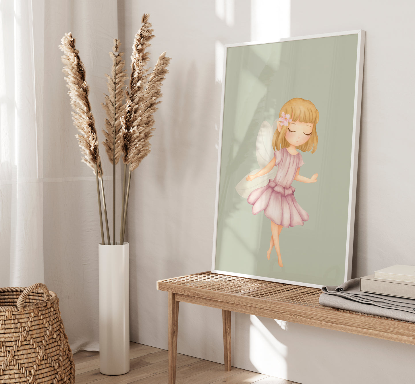 Set of 3 Girls Green Fairy Bedroom Wall Art Prints