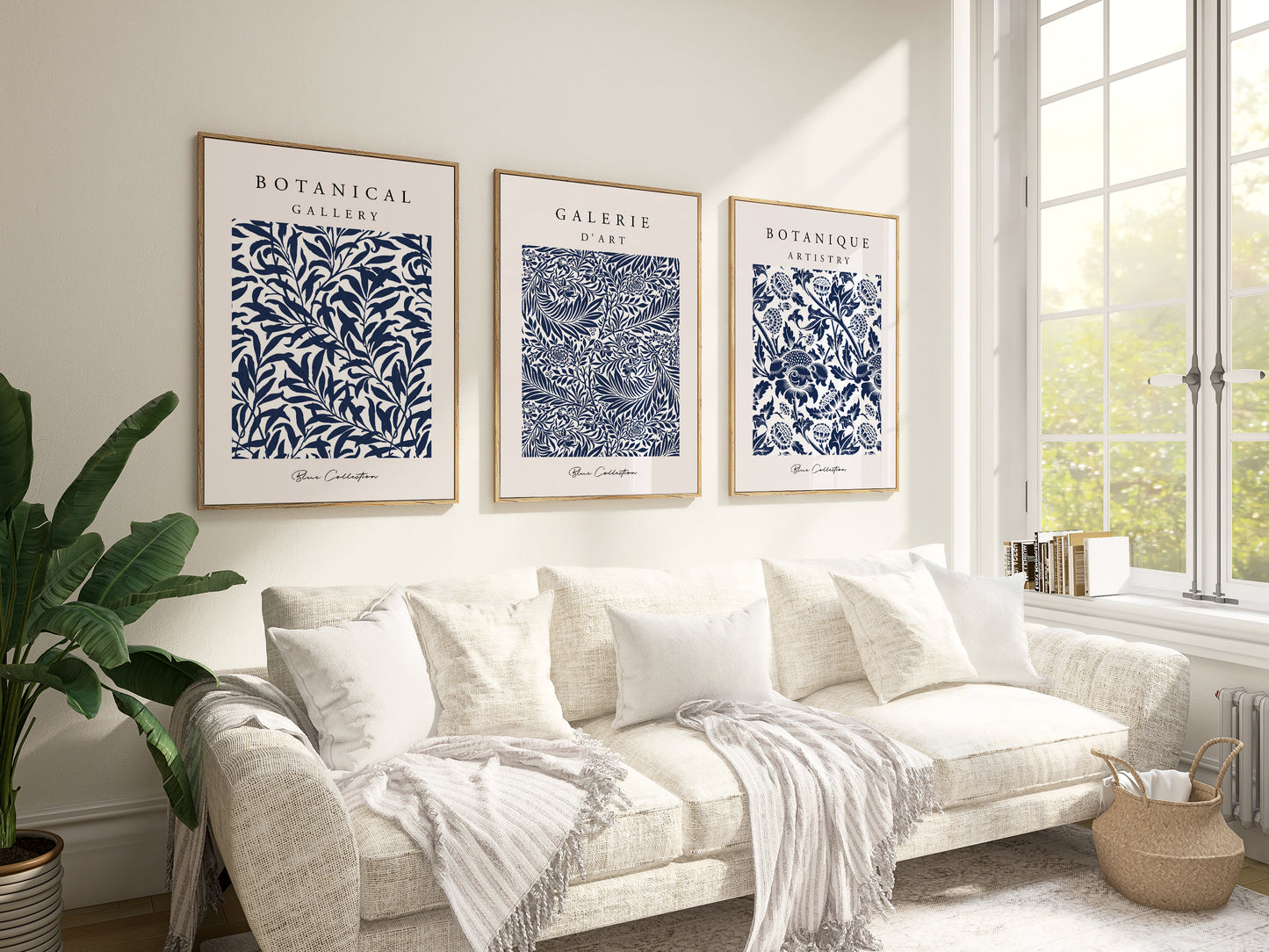 Set of 3 Blue Botanical Wall Art Prints