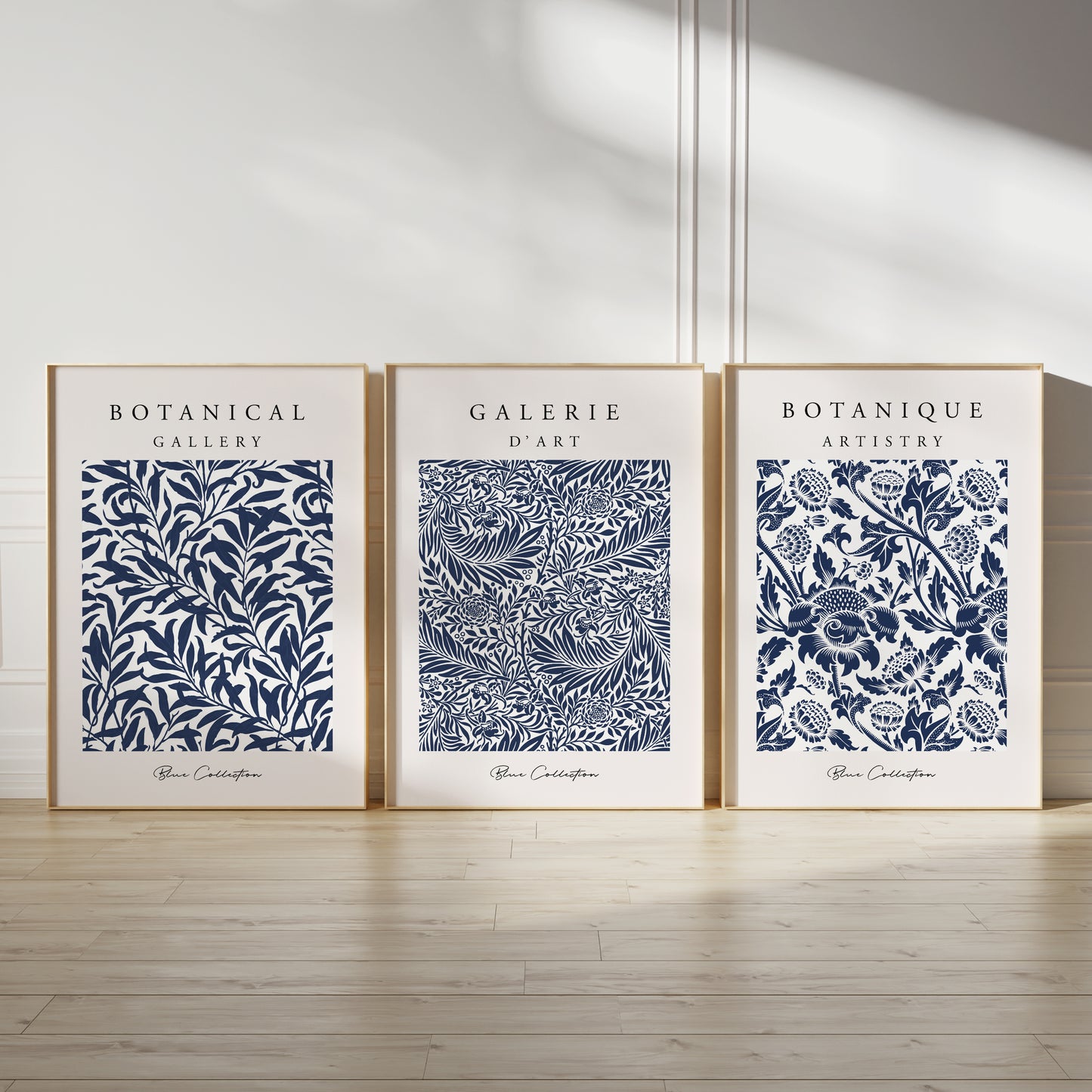 Set of 3 Blue Botanical Wall Art Prints