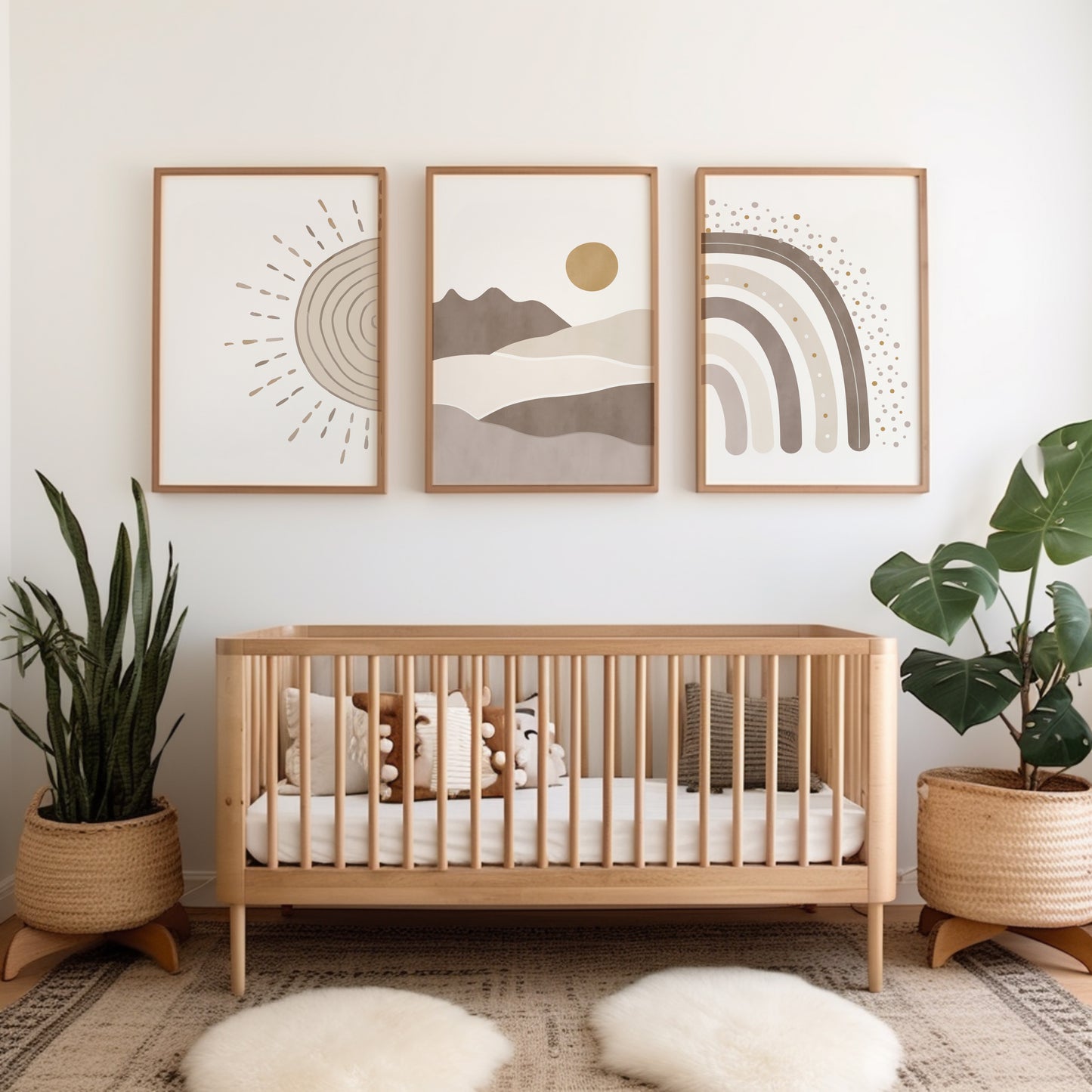 Set of 3 Neutral Beige Boho Nursery Prints