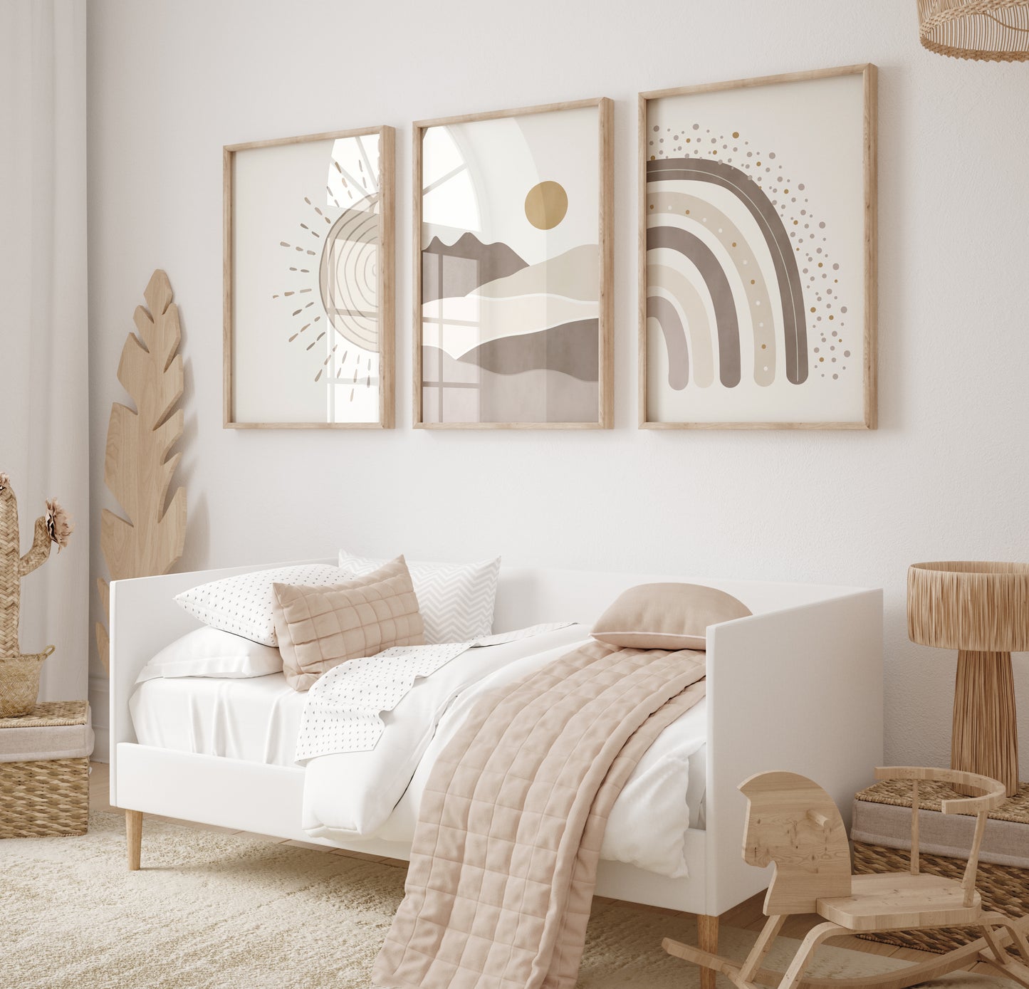 Set of 3 Neutral Beige Boho Nursery Prints