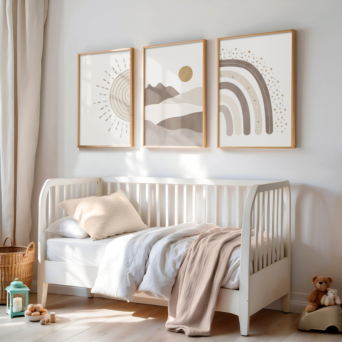 Set of 3 Neutral Beige Boho Nursery Prints