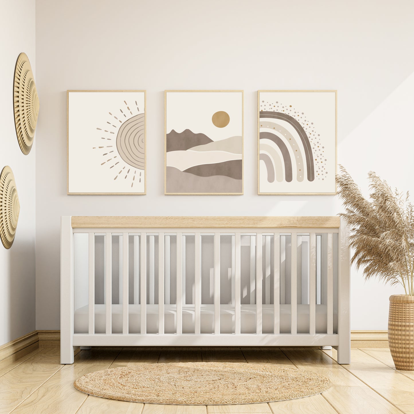 Set of 3 Neutral Beige Boho Nursery Prints