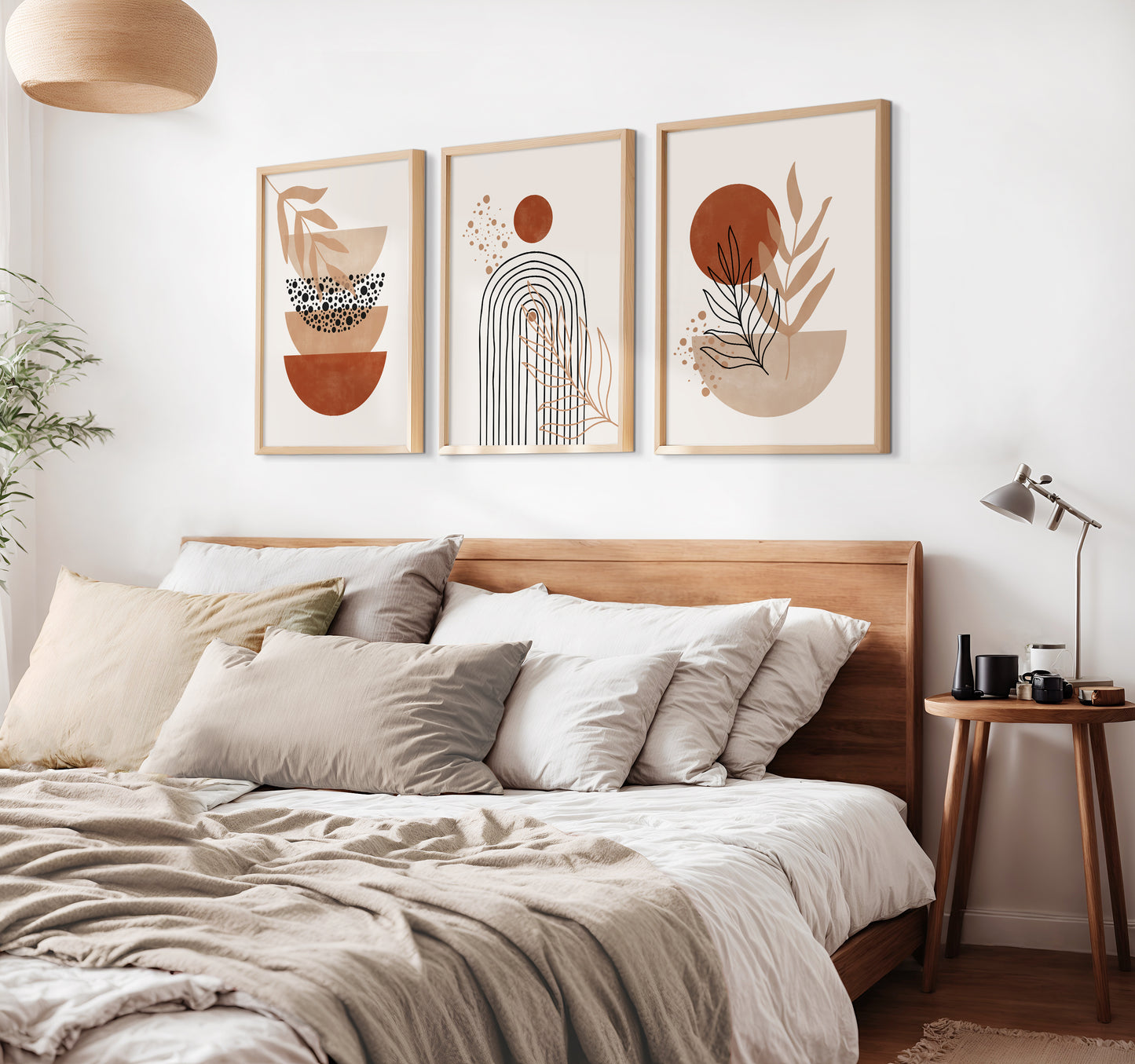 Set of 3 Terracotta Boho Wall Art Prints