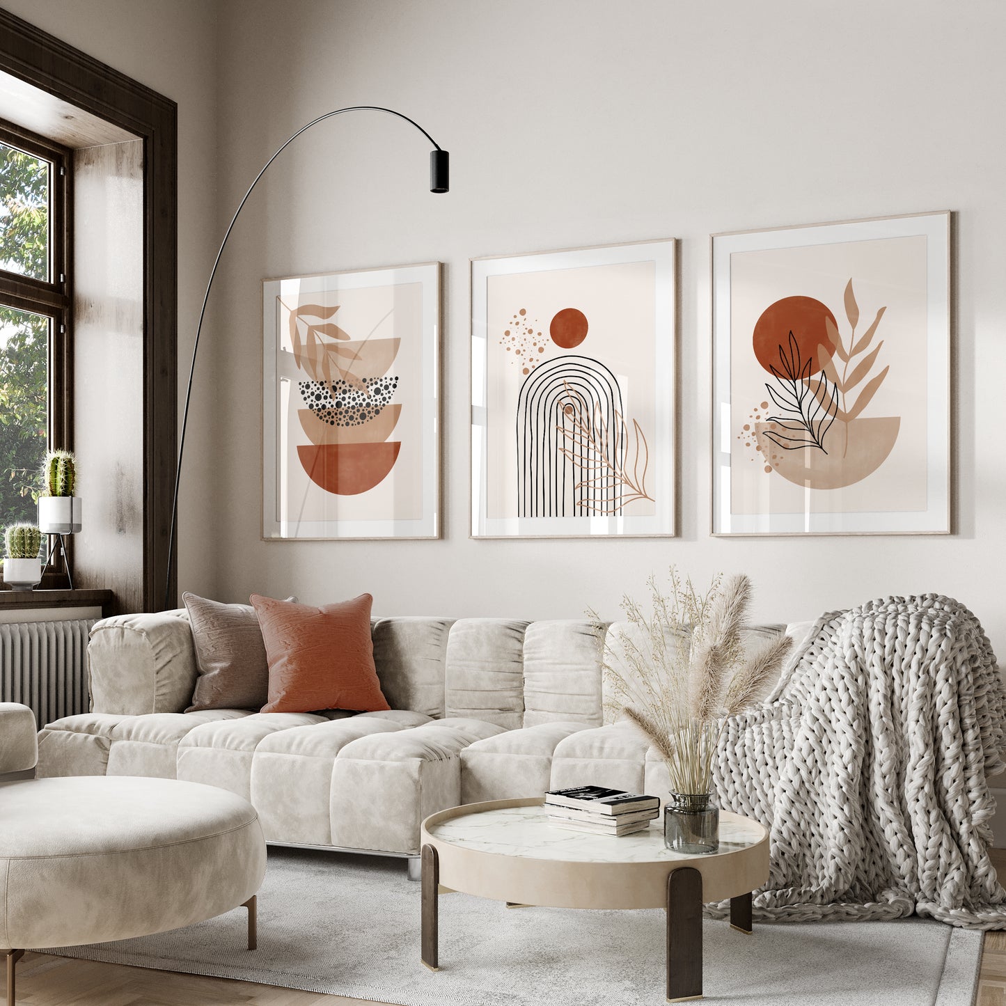 Set of 3 Terracotta Boho Wall Art Prints