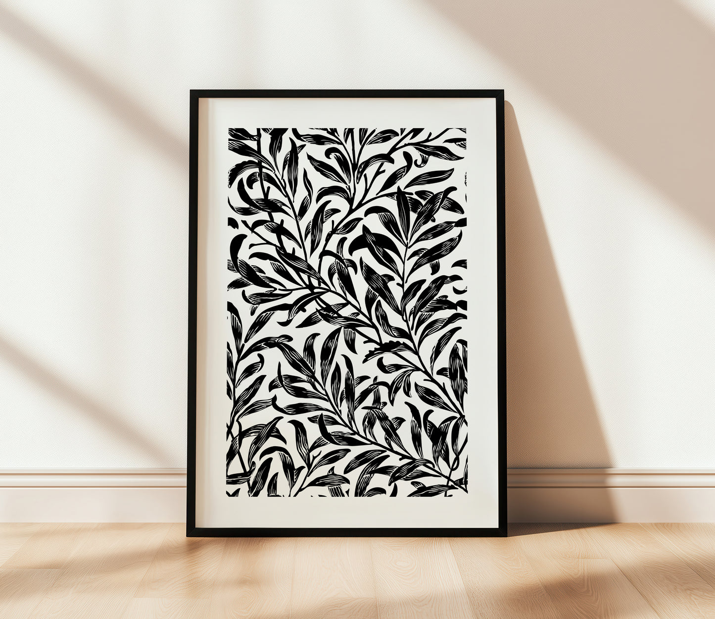 black and white william morris print