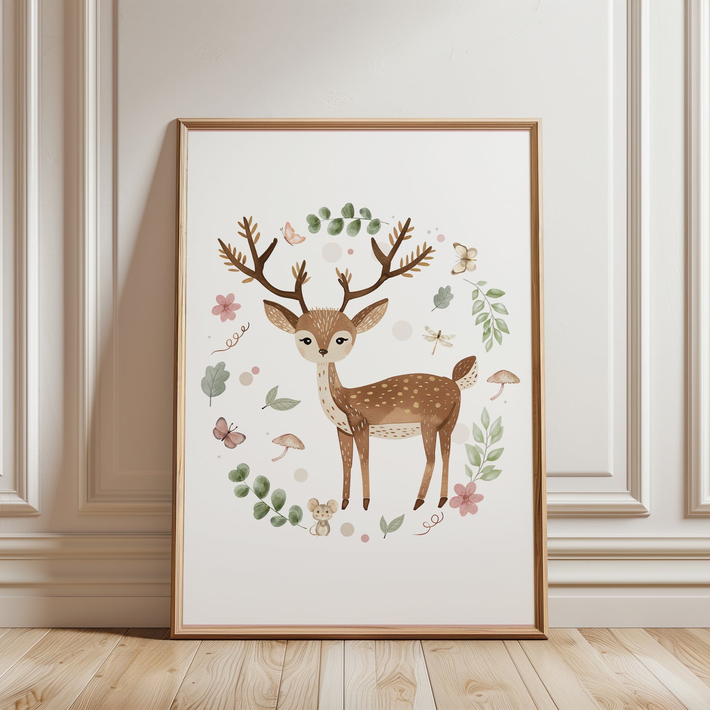 Woodland deer nursery wall art