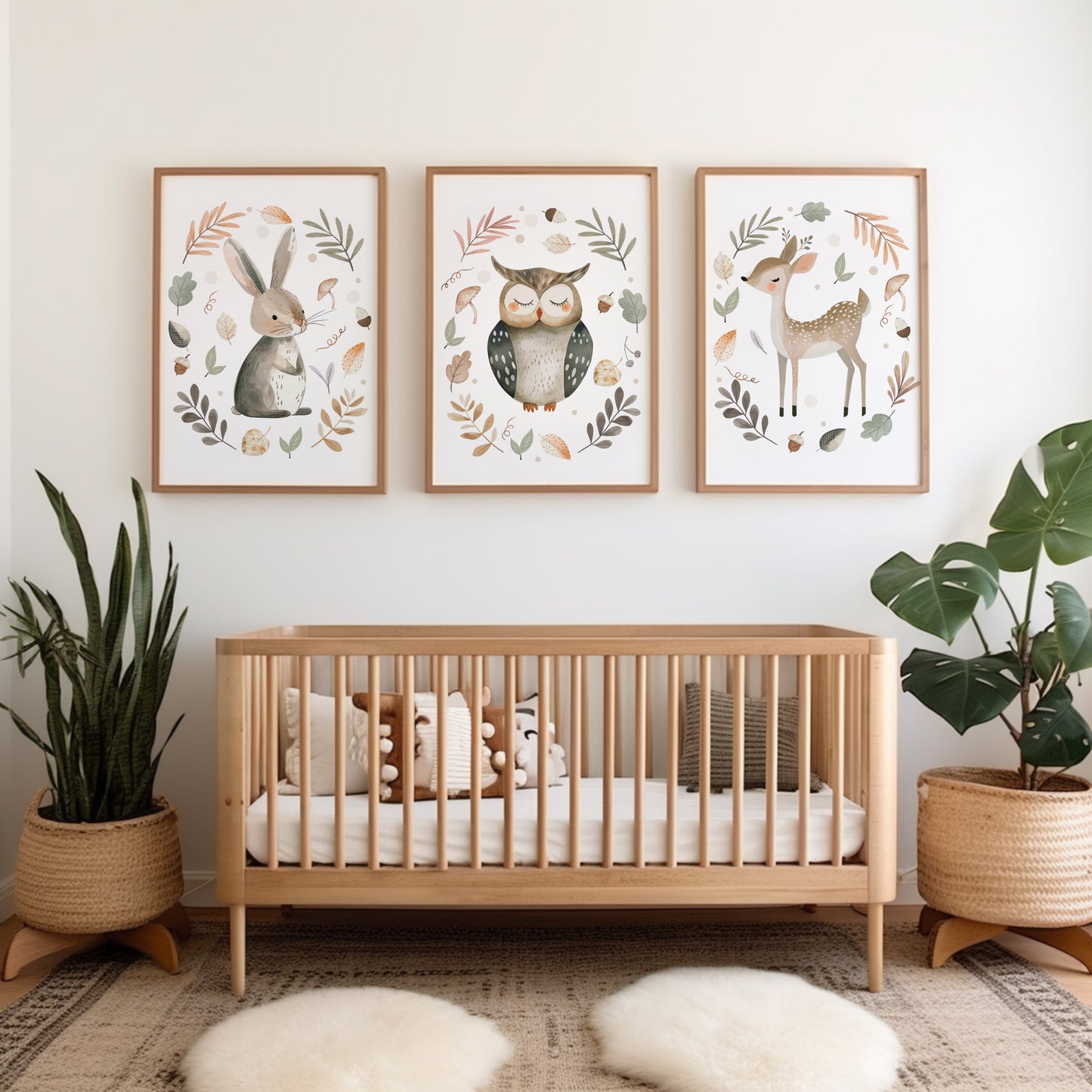 Autumn nursery decor, woodland nursery print set
