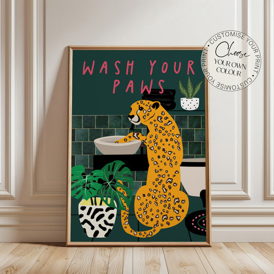 Leopard print for bathroom, wash your paws