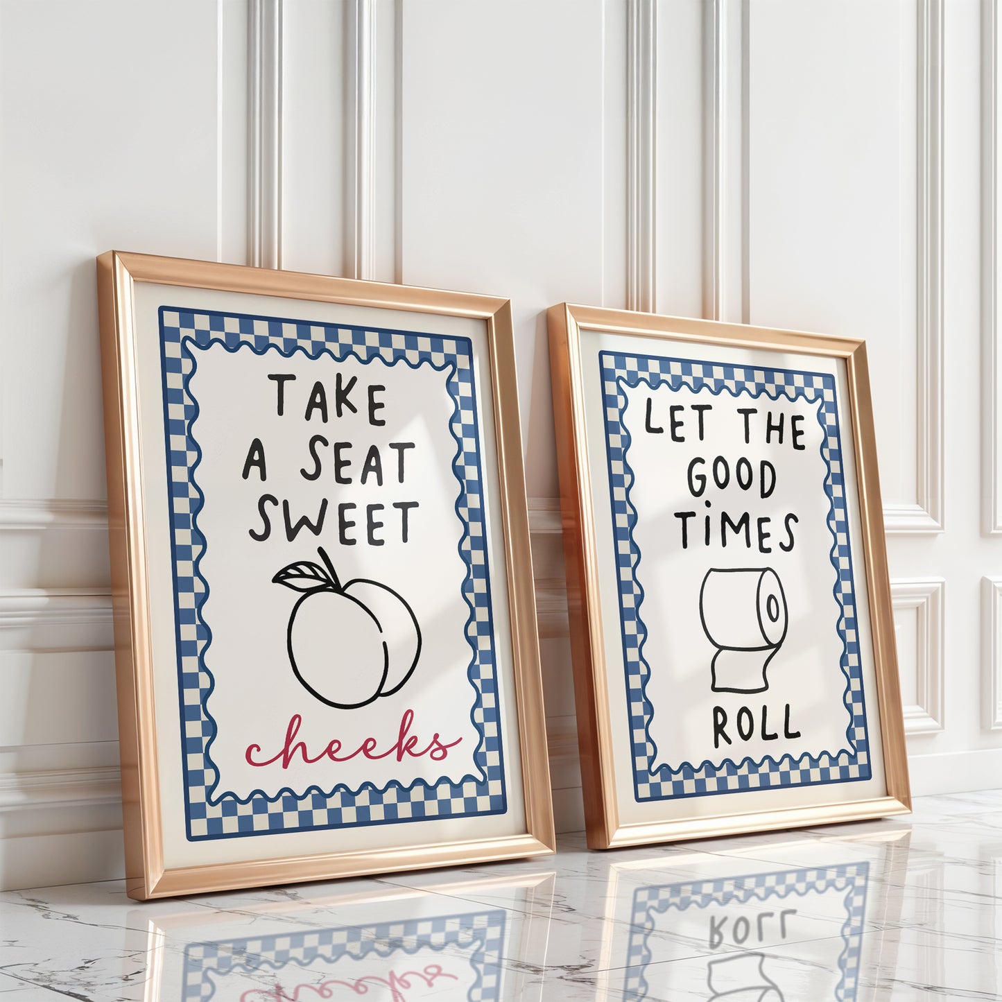 Navy blue bathroom wall decor