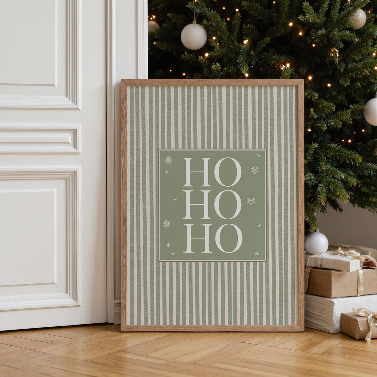 Sage Green Christmas Print, Ho Ho Ho