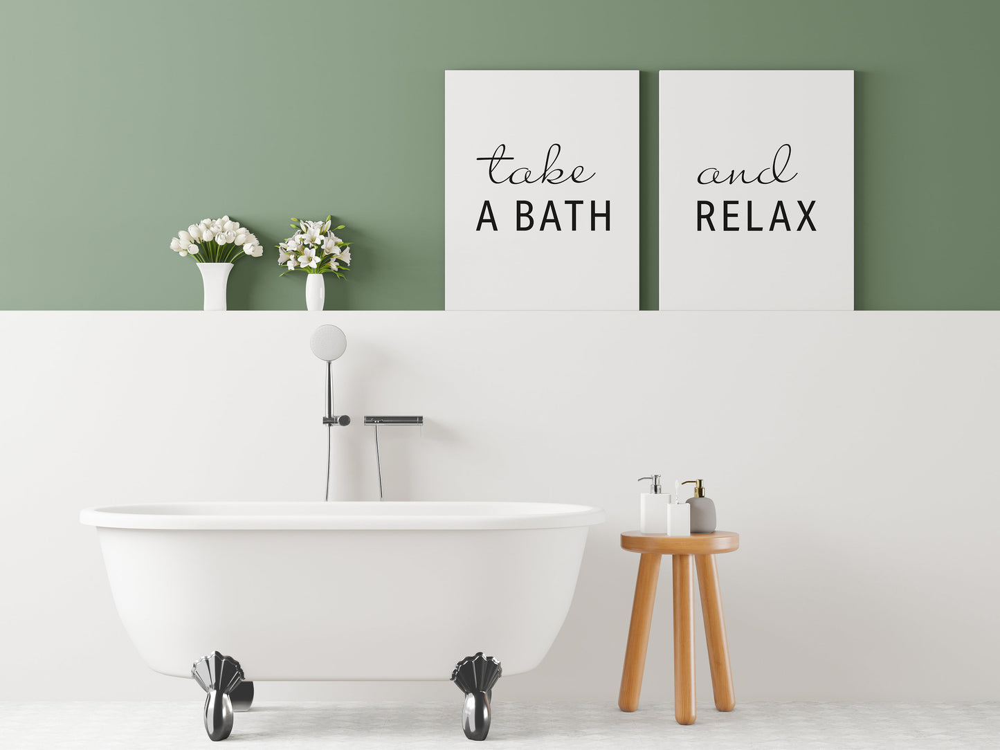 Set of 2 Minimalist Bathroom Wall Art Prints