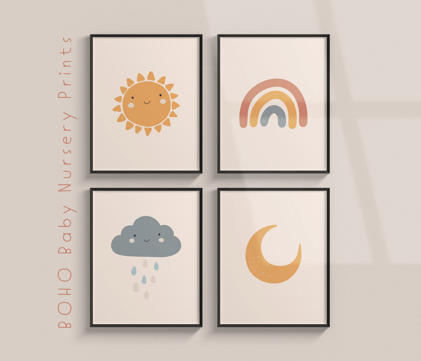 Set of 4 Gender Neutral Boho Nursery Wall Prints