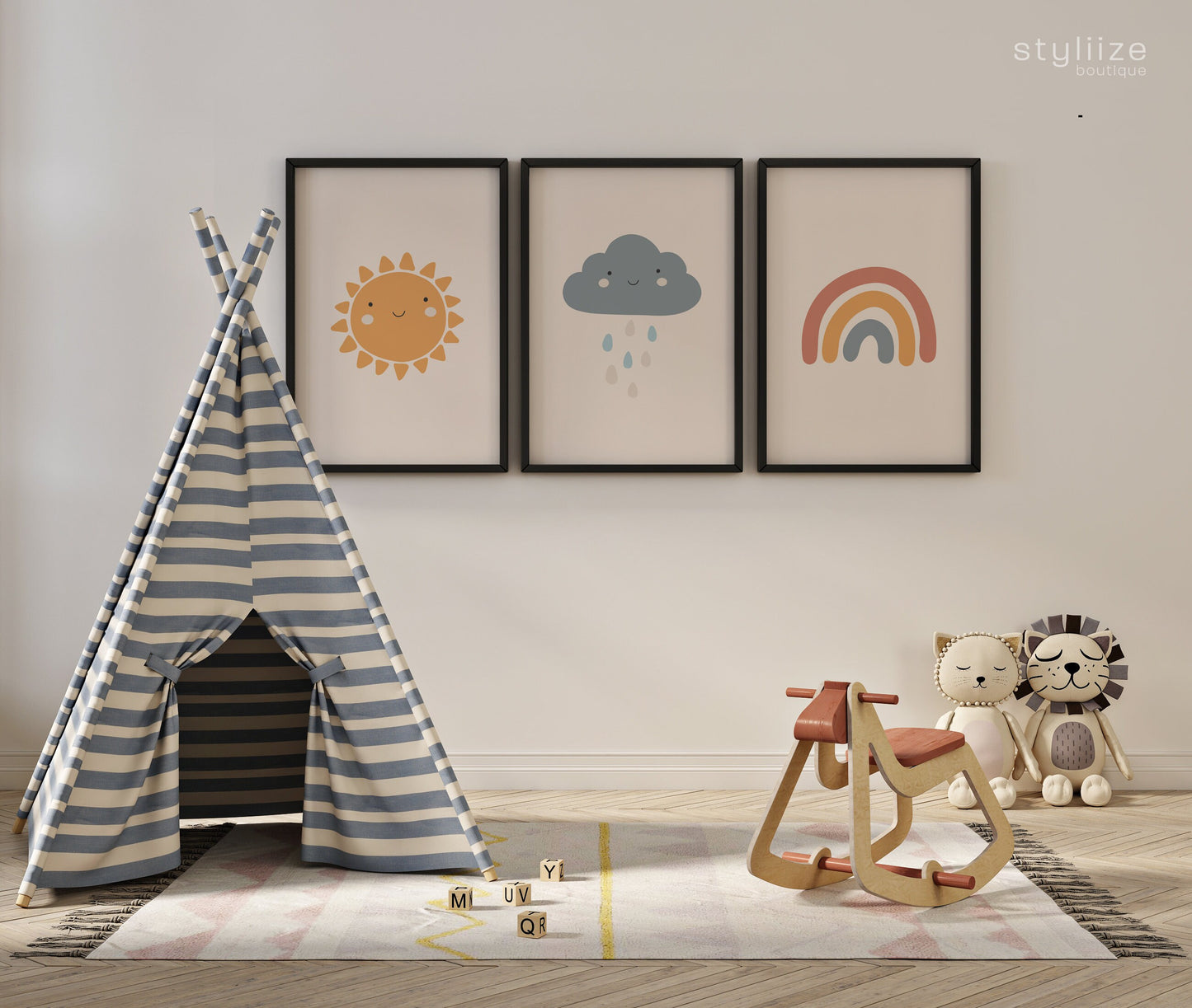 Set of 4 Gender Neutral Boho Nursery Wall Prints