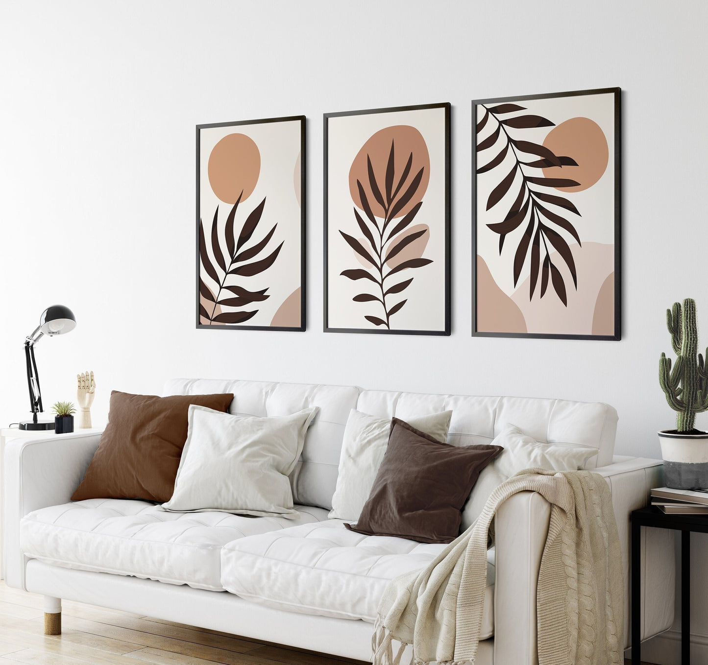 Set of 3 Neutral Leaf Boho Wall Prints