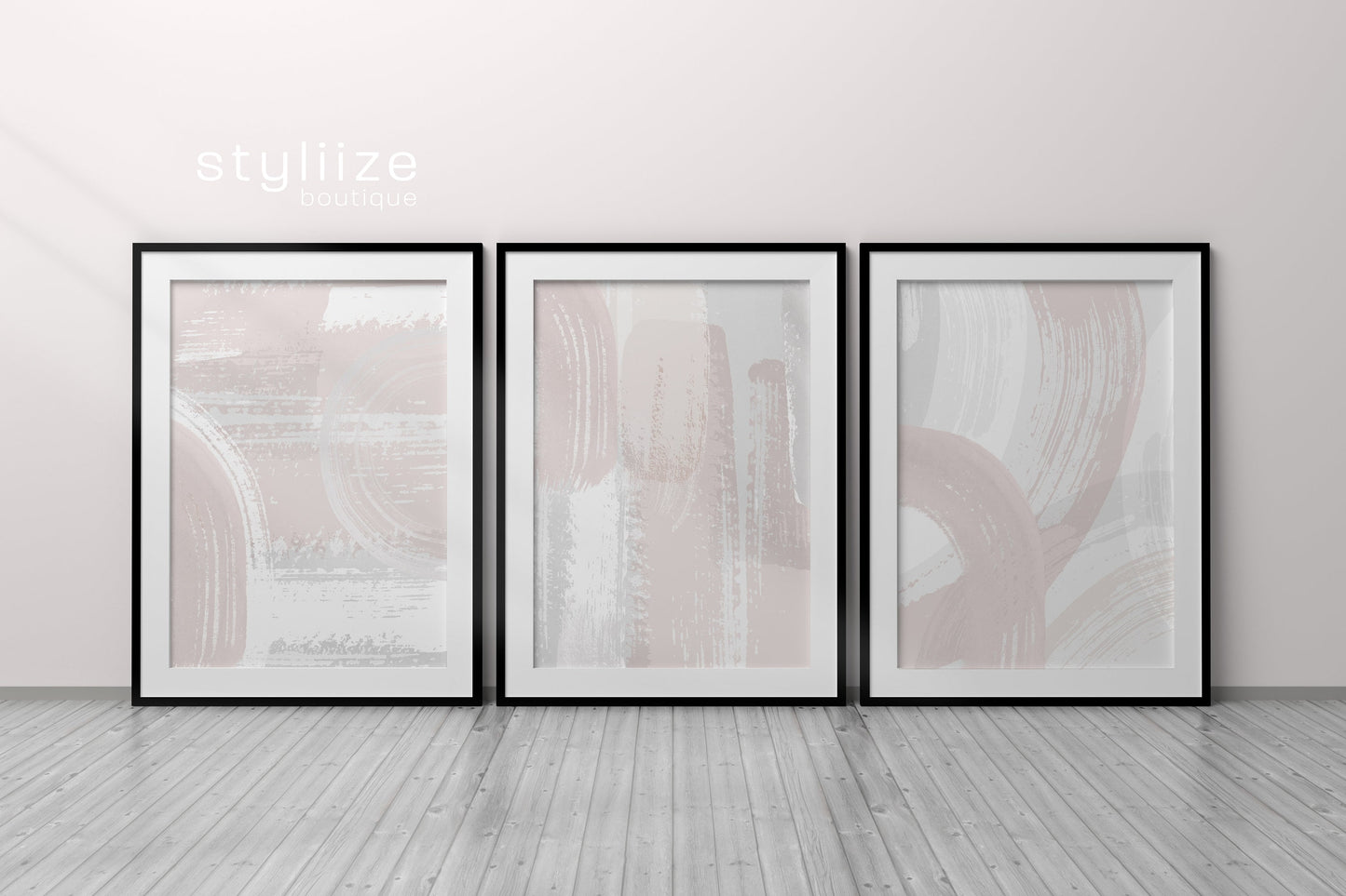 Set of 3 Blush Pink Abstract Art Prints