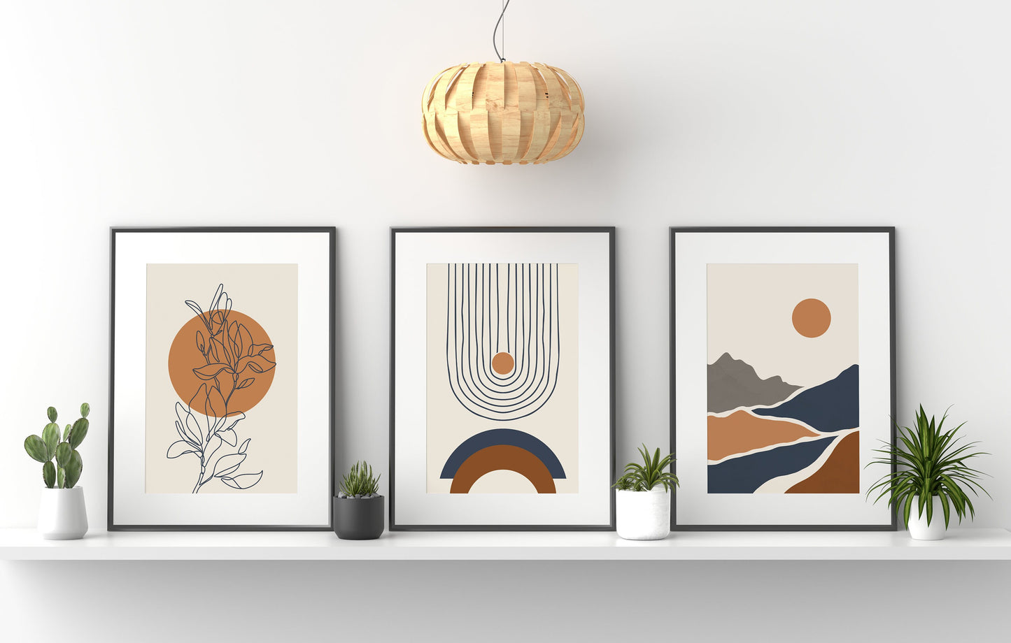 Set of 3 Boho Abstract Wall Art Prints