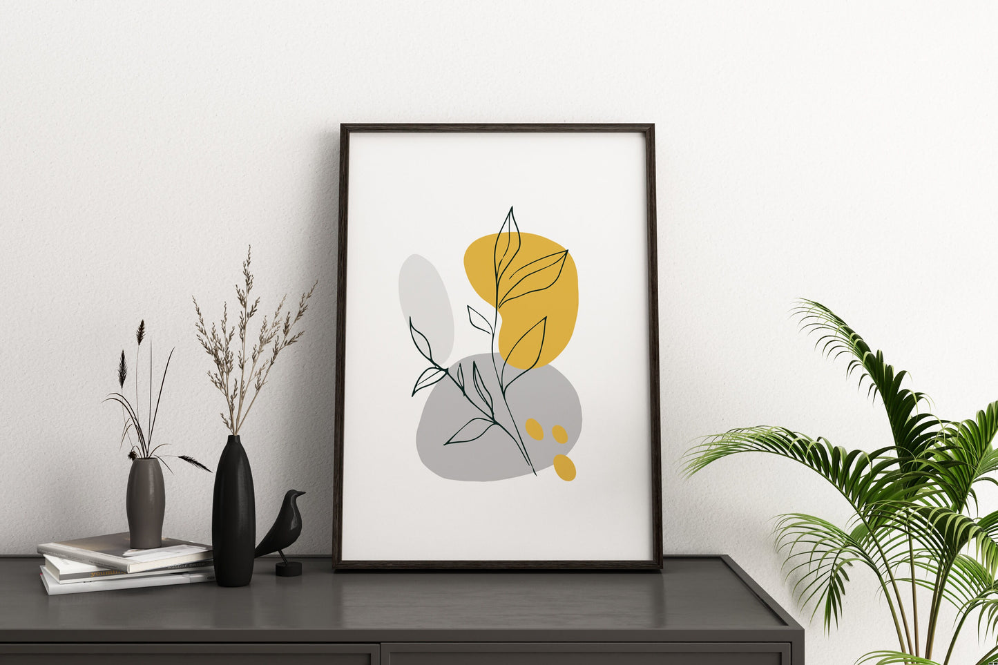 Yellow Botanical Abstract Wall Art Prints