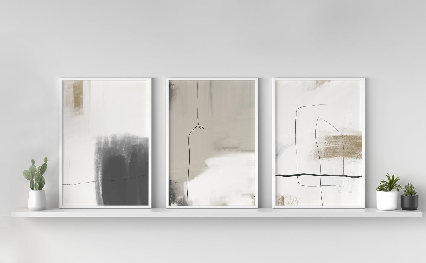 Set of 3 Neutral Abstract Wall Art Prints