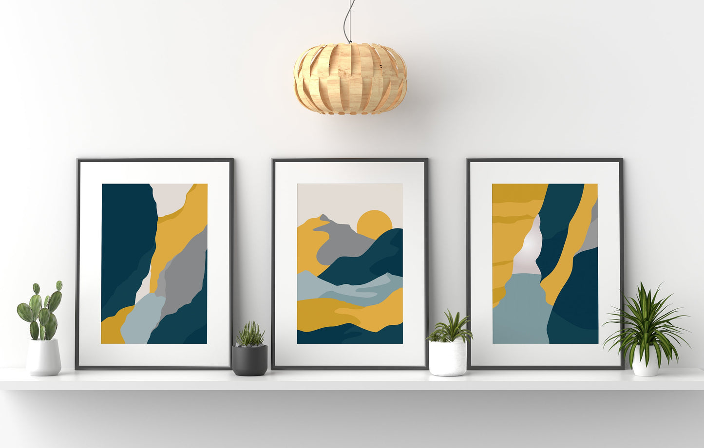 Set of 3 Boho Landscape Abstract Wall Art Prints