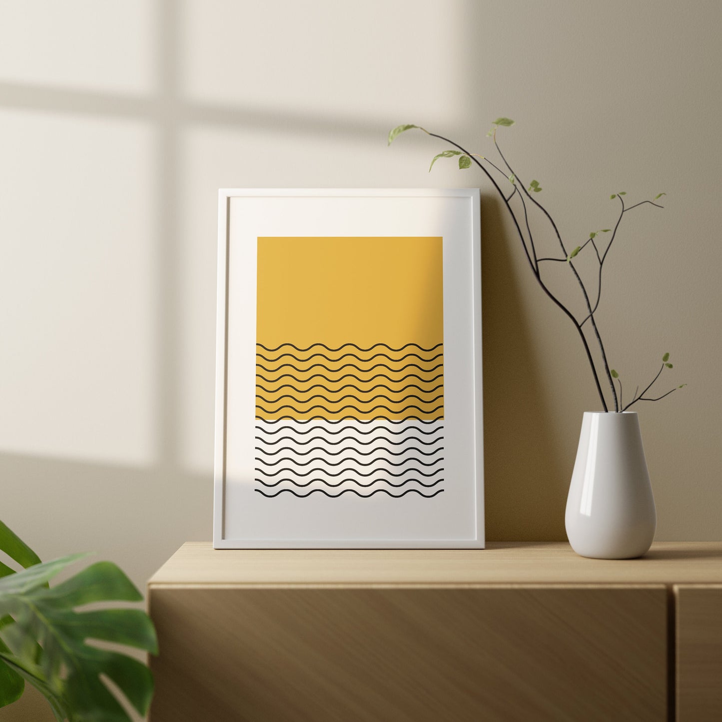 Set of 3 Yellow & Grey Abstract Art Prints