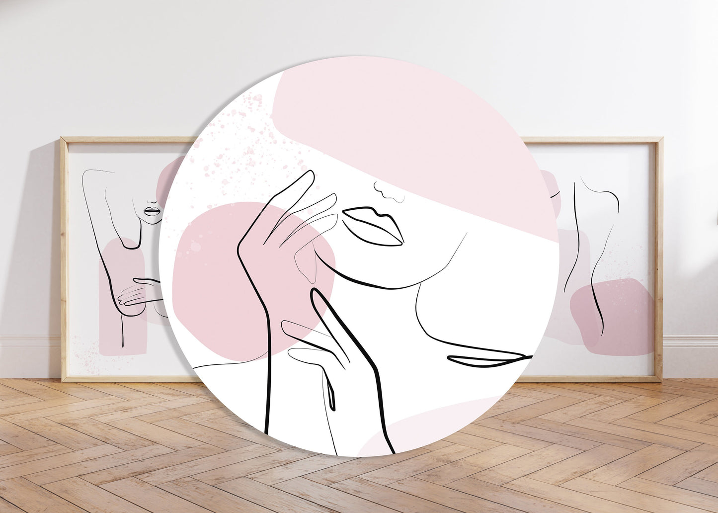 Set of 3 Pink Line Art Women Wall Prints