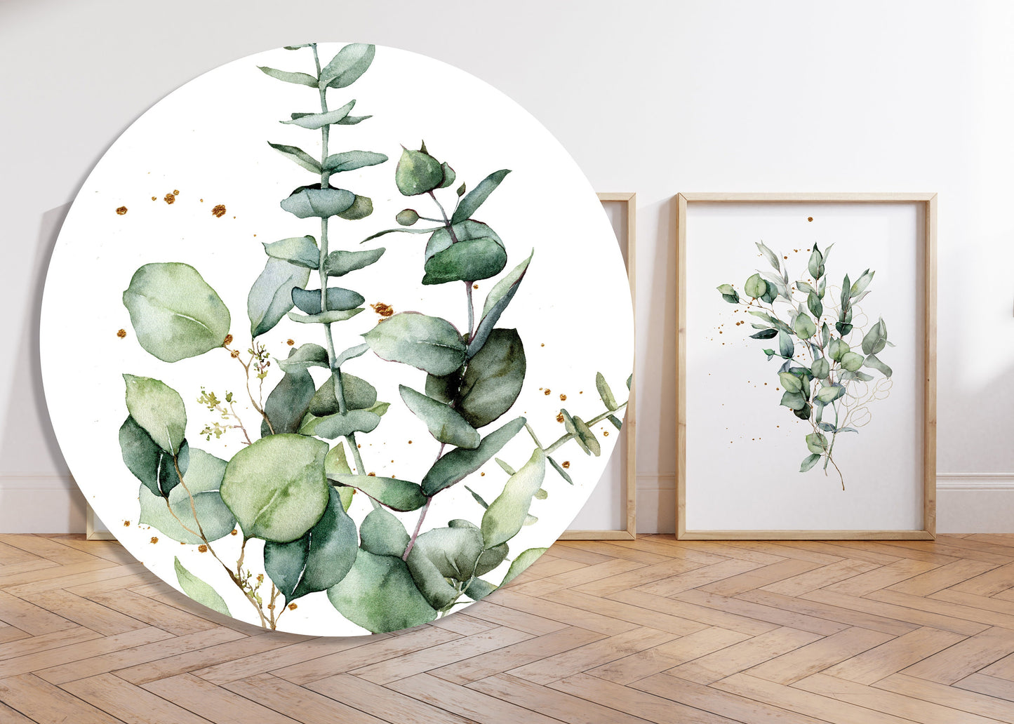 Set of 3 Eucalyptus Green & Gold Wall Prints
