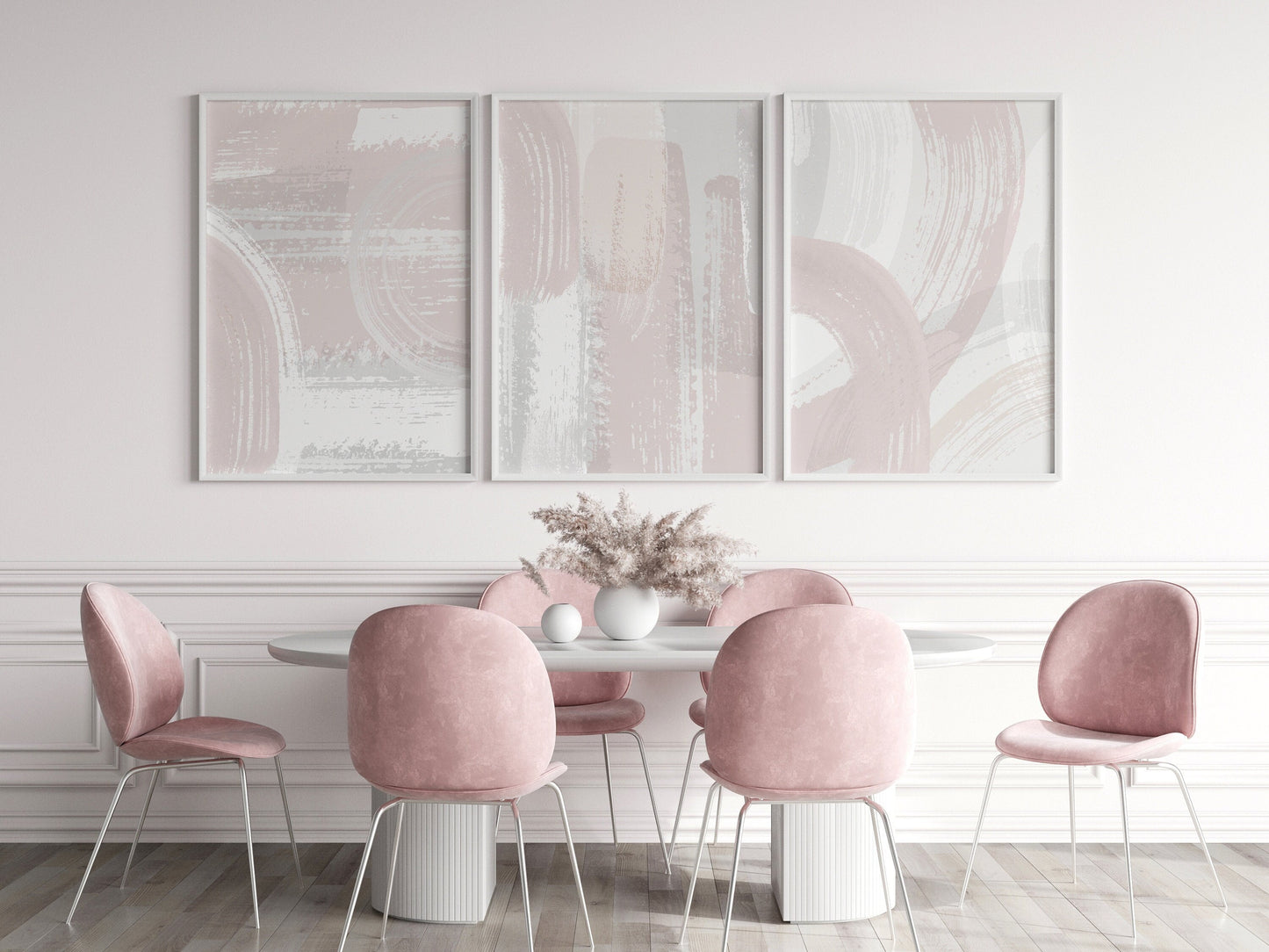 Set of 3 Blush Pink Abstract Art Prints