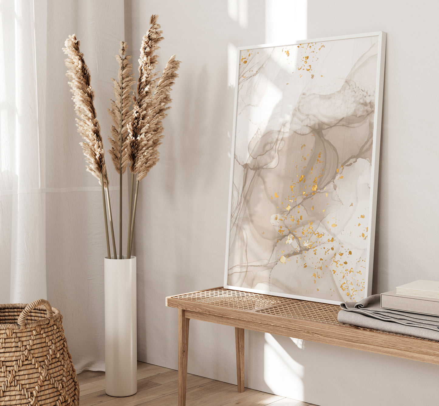 Set of 3 Beige Marble Abstract Wall Art Prints