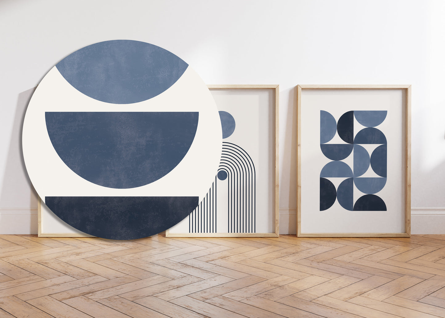 Set of 3 Blue & Cream Boho Wall Art Prints