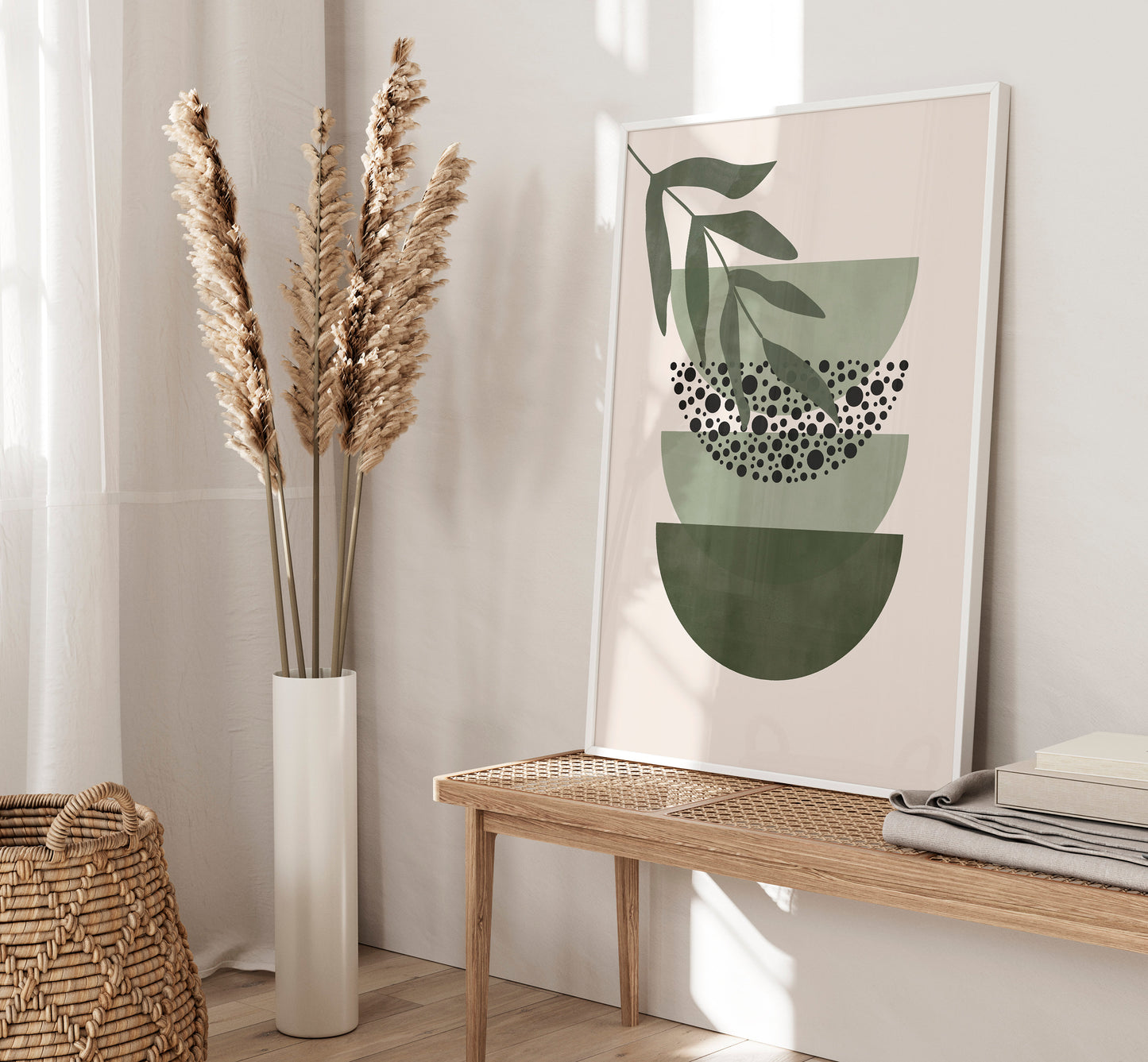 Set of 3 Green Boho Wall Art Prints
