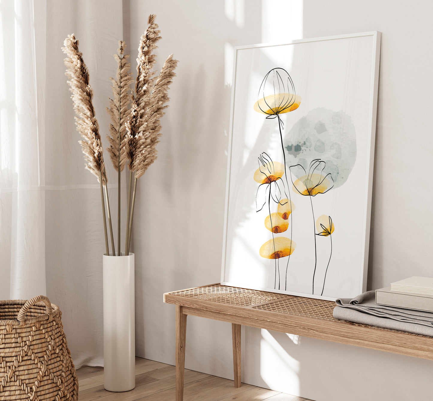 Set of 3 Yellow Daisy Abstract Wall Prints