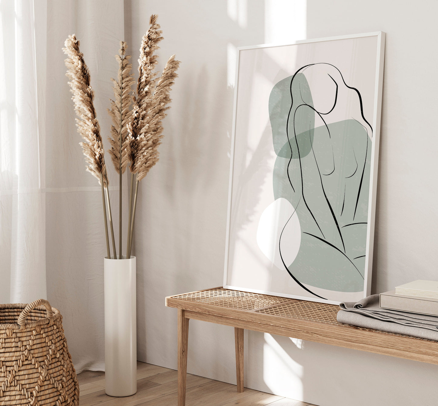 Set of 3 Sage Green Women Line Art Wall Prints