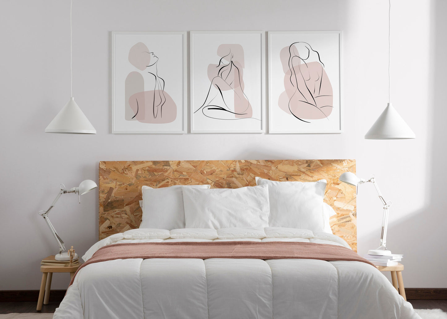 Set of 3 Blush Pink Wall Art Prints