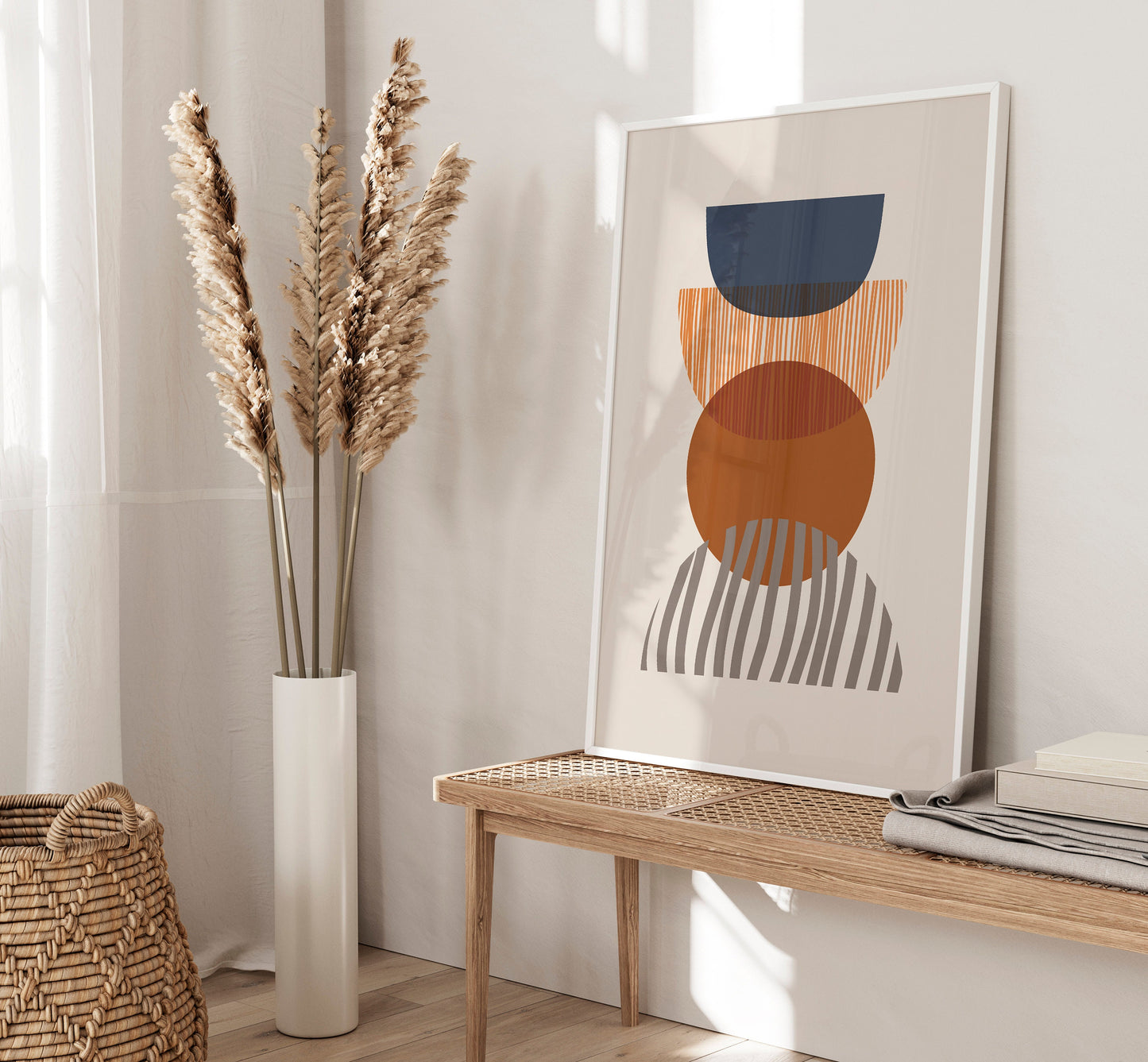 Set of 3 Orange & Blue Boho Wall Prints