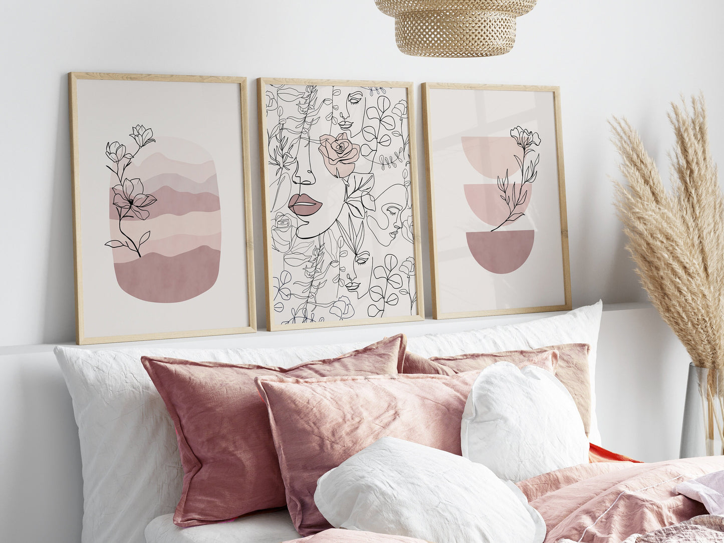 Set of 3 Pink Abstract Wall Prints